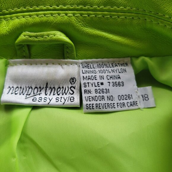 Newport News Women's Lime Green Leather Jacket (Size: 18) - Picture 4 of 14